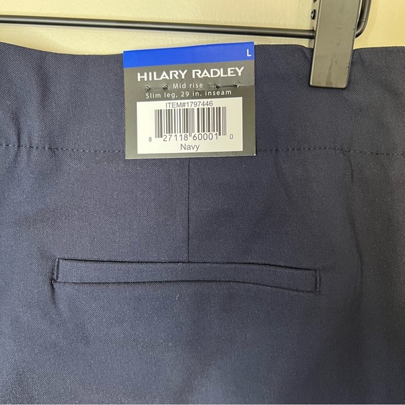 NWT Hilary Radley Women's Pull-On Mid Rise Slim Leg Pants Navy Blue size large - Picture 10 of 11